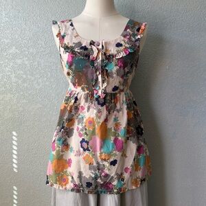 Topshop Floral Babydoll Dress Size 6 Ruffle Indie Y2K Style Cottagecore